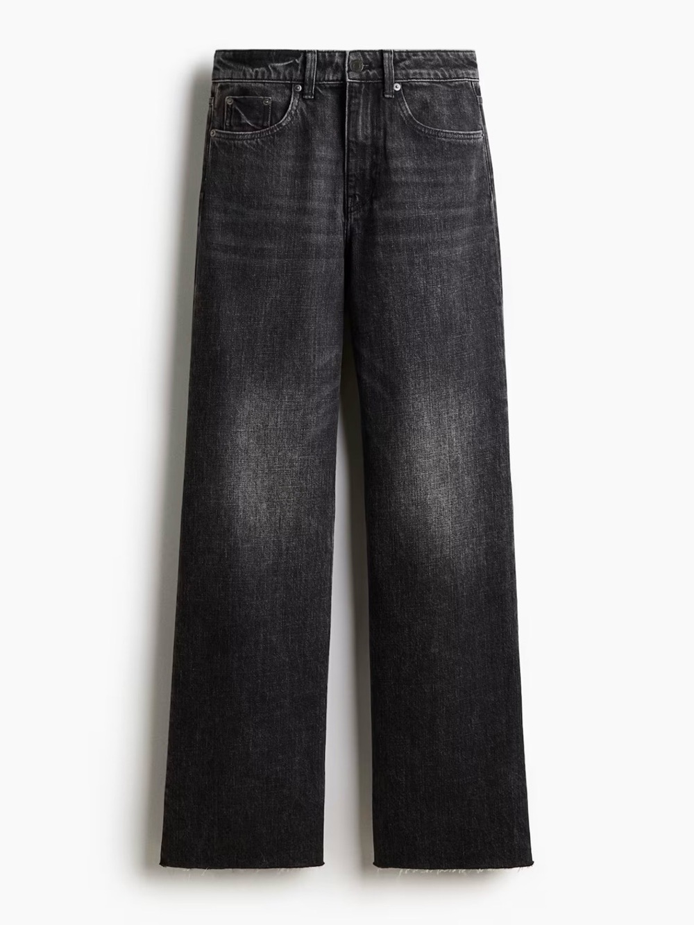 H&M Wide High Jeans - Washed Black Wide Leg